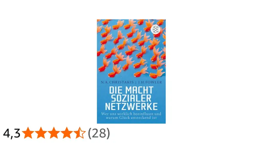 Buchcover mit vielen orangen Fisch-Symbolen und dem Titel "Die Macht sozialer Netzwerke".