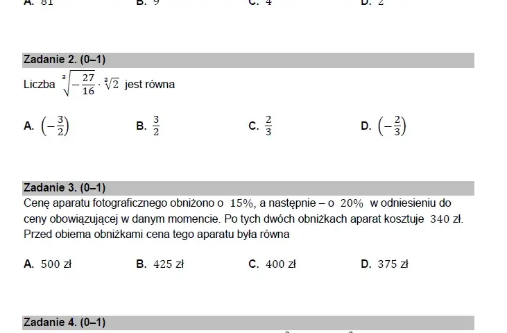 Matura matematyka 2023: Struktura arkusza, zadania, punkty