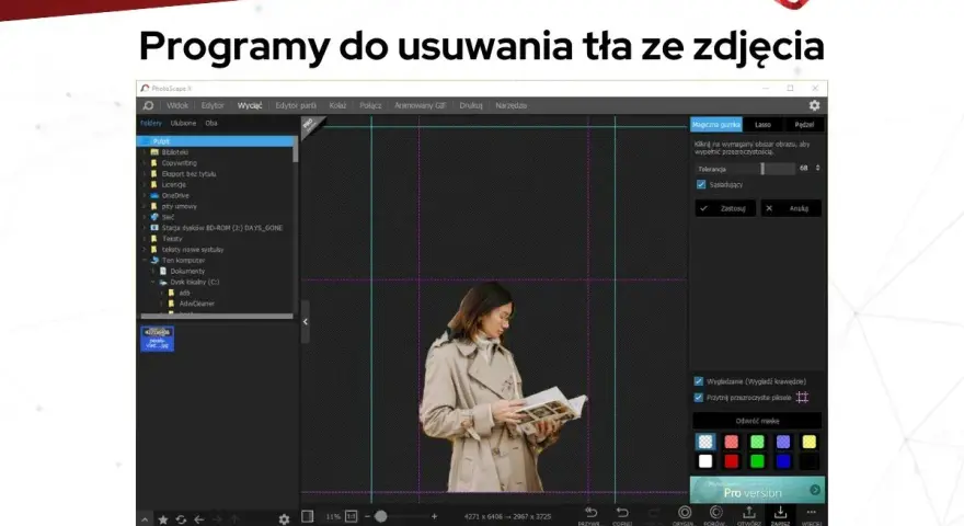 Program do usuwania tła ze zdjęcia PhotoScape X z kobietą czytającą książkę.