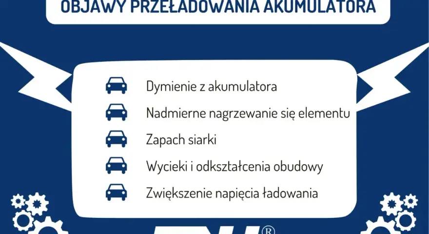 Objawy przeładowania akumulatora: dymienie, przegrzewanie, zapach siarki, wycieki, wzrost napięcia.
