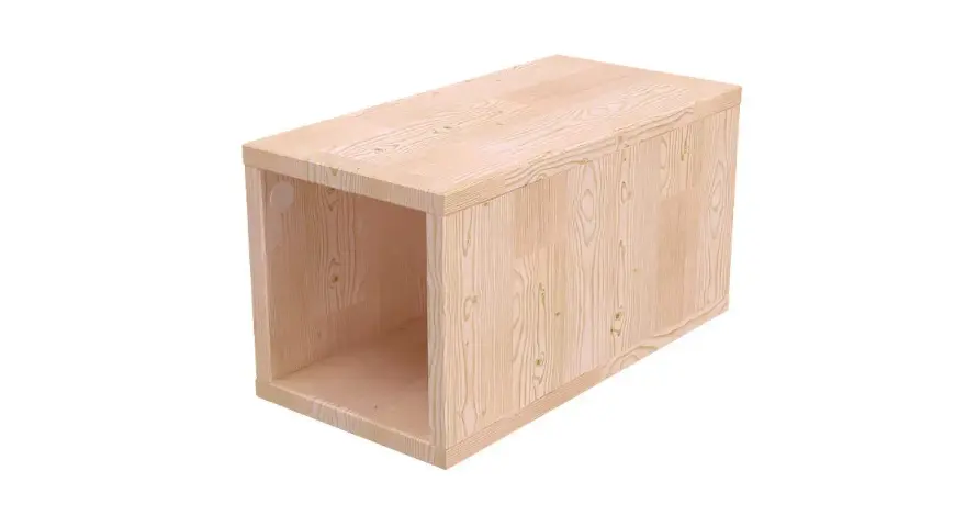Scatola in legno chiaro, ideale per stoccaggio. Valuta il prezzo legno al metro cubo per i tuoi progetti.