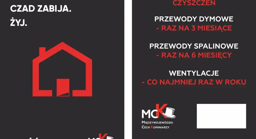 Przegląd kominiarski: sadza płonie, czad zabija. Dbaj o czystość przewodów dymowych, spalinowych i wentylacji. Żyj bezpiecznie!