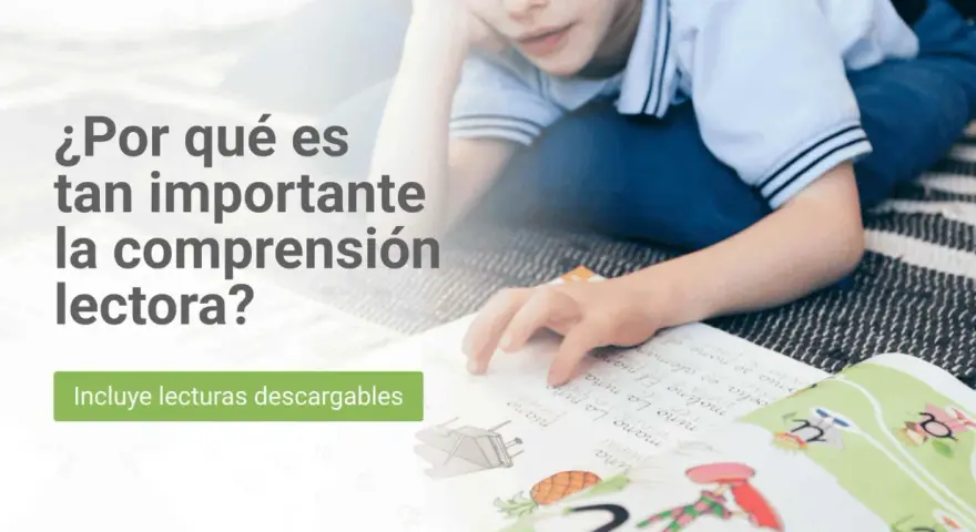 Un niño lee un libro con ilustraciones, fomentando las comprensiones lectoras para 3 primaria. Incluye lecturas descargables.