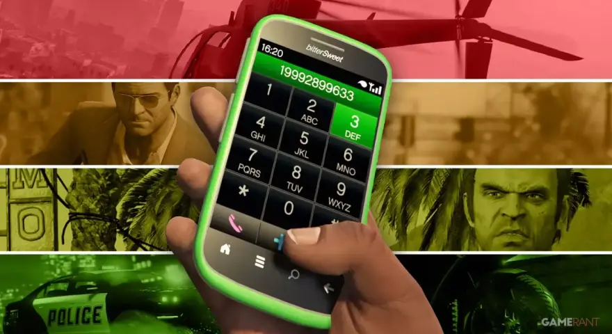 Wpisujesz numer 19992899633 na telefonie, by zdobyć kod na hydrę w GTA 5. W tle widać fragmenty gry.
