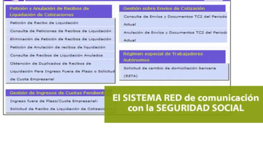 Interfaz de "Sistema RED Cotización On-Line" para gestionar recibos, envíos y cuotas, mostrando que es el CCC de una empresa.