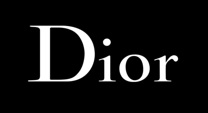 Logo Dior bianco su sfondo nero. Un'icona di stile che racconta una storia di eleganza.