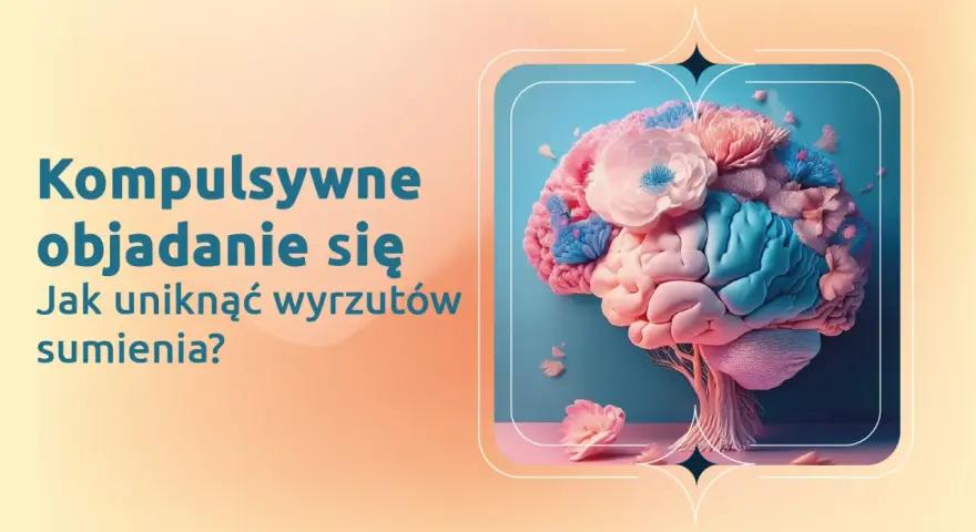 Mózg ozdobiony kwiatami symbolizuje walkę z kompulsywnym objadaniem się i poszukiwanie spokoju.