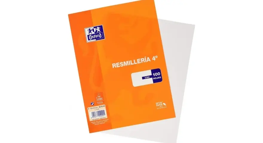 Resmilllería Oxford 4º, tamaño 15,5x21,5 cm, 100 hojas lisas. El tamaño de medio folio es 15,5x21,5 cm.