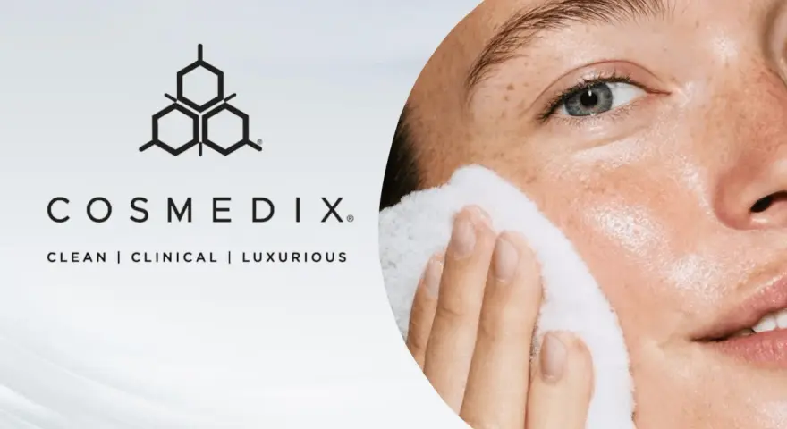 A woman's face is gently cleansed with a white pad, showcasing the benefits of enzyme exfoliation for radiant skin.