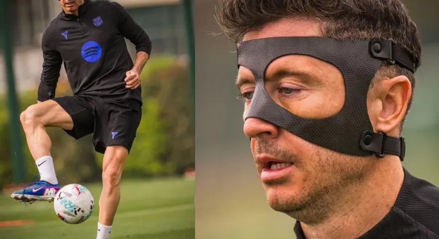 Robert Lewandowski w masce podczas treningu. Czy to odpowiedź na pytanie dlaczego lewandowski gra w masce?