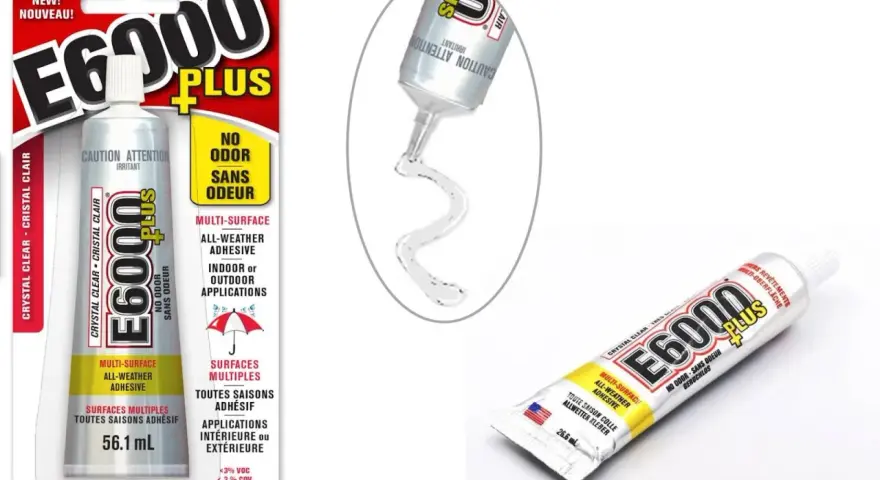 E6000 Plus glue is a versatile, all-weather adhesive for indoor or outdoor applications. This crystal clear, no-odor formula is perfect for crafts and repairs.