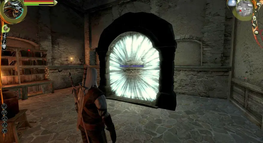 Geralt stoi przed portalem, który jest jednym z sefirów Wiedźmina 1.