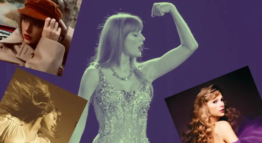Taylor Swift w stylizacji z "Reputation" i innych albumów. Jej siła i styl są niezaprzeczalne.