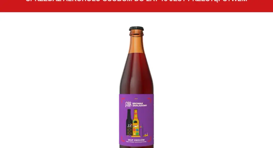 Butelka piwa z etykietą "Browar Zakładowy". Czy mogę przewieźć alkohol w bagażu podręcznym? Pamiętaj, że sprzedaż alkoholu osobom poniżej 18 lat jest przestępstwem.