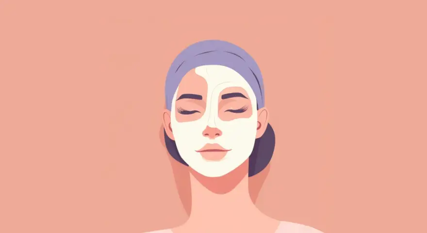 Donna con maschera viso, un trattamento rilassante che sfrutta gli acidi per il viso per una pelle luminosa.