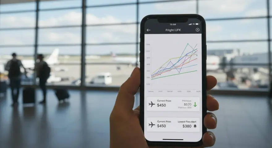 Szukasz tanich lotów we wrześniu? Aplikacja pokazuje wykres cen i alert o najniższej cenie 380$.
