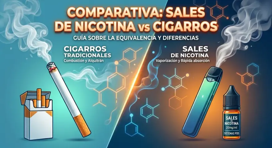 Comparativa de sales de nicotina vs. cigarros. Guía sobre cómo hacer sales de nicotina, diferencias y equivalencias.