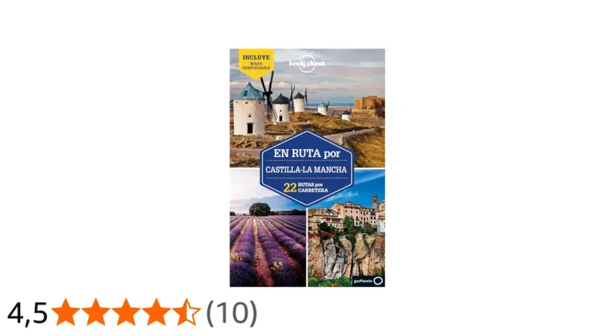 Guía "En Ruta por Castilla-La Mancha" con molinos, campos de lavanda y pueblos. Ideal para senderismo y rutas en coche.