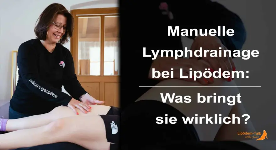 Frau führt Lymphdrainage an Beinen durch. Manuelle Lymphdrainage bei Lipödem: Was bringt sie wirklich?