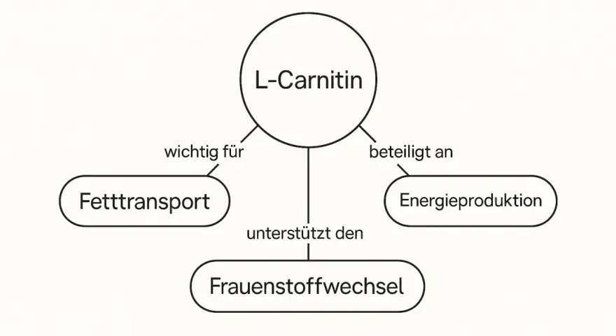 L-Carnitin ist wichtig für den Fetttransport, beteiligt an der Energieproduktion und unterstützt den Frauenstoffwechsel.