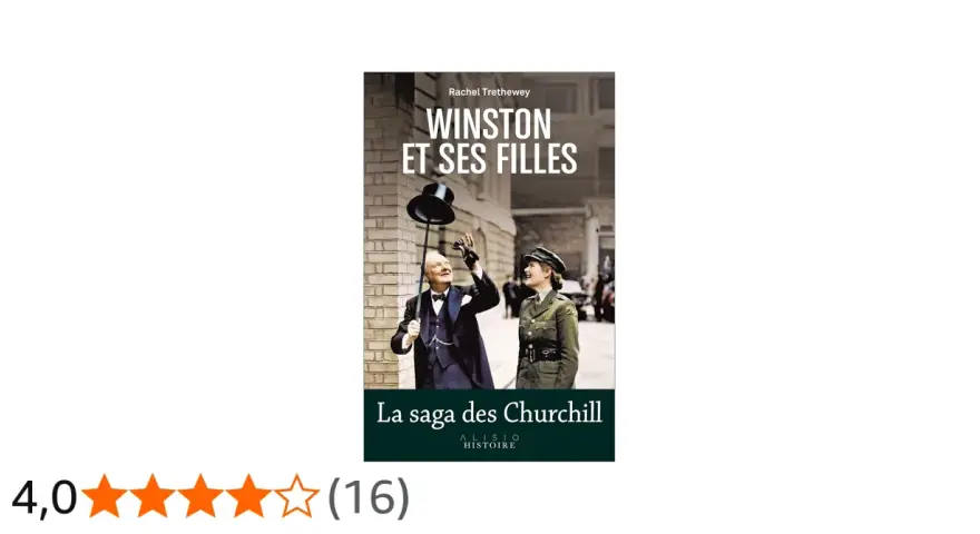 Winston Churchill et ses filles, une histoire de famille. La couverture du livre montre Winston Churchill jouant avec un chapeau et une jeune femme en uniforme.