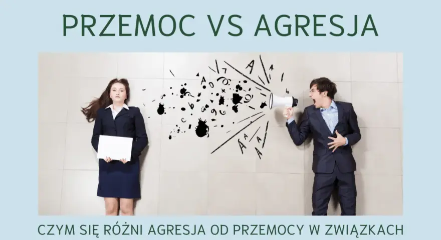Mężczyzna krzyczy do megafonu, a kobieta leży obok. Czy krzyk to agresja? Obraz ilustruje różnicę między agresją a przemocą.