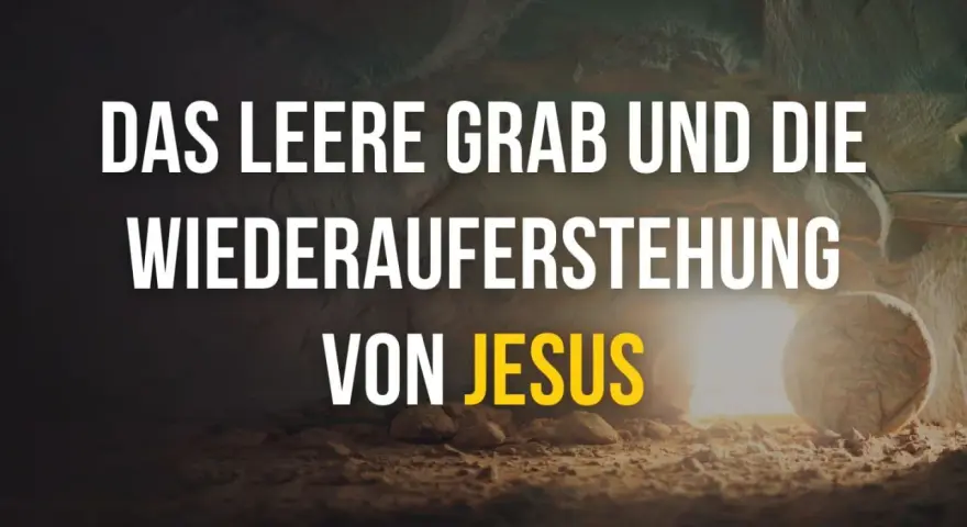 Das leere Grab und die Auferstehung von Jesus, wie in Johannes 20 beschrieben. Ein Lichtstrahl erhellt den Eingang.