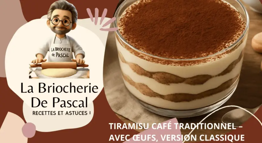 Un délicieux tiramisu café traditionnel, parfait pour suivre la recette de La Briocherie de Pascal.