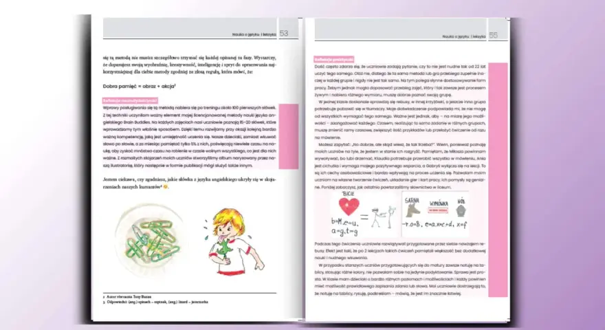 Dzieci z neurodywergencją uczą się przez zabawę i skojarzenia, co widać na ilustracji z kolorowymi spinaczami i rysunkiem chłopca.
