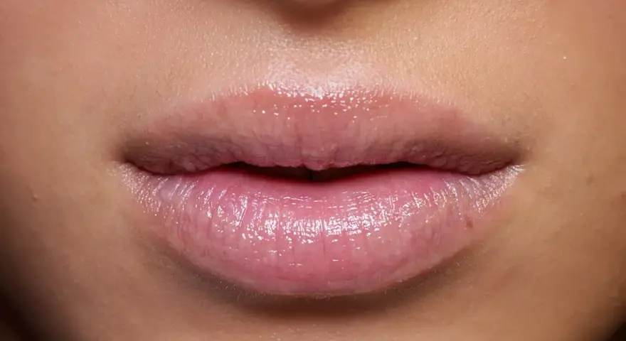 Labios con microblading en tonos rosados y brillantes. Los colores del microblading labios realzan la naturalidad.