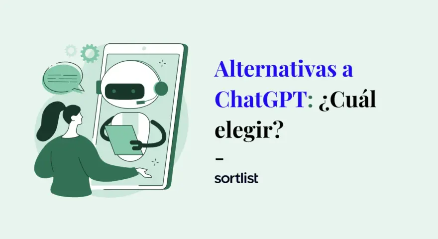 Ilustración de una persona interactuando con un chatbot en una pantalla, explorando aplicaciones parecidas a ChatGPT para elegir la mejor.