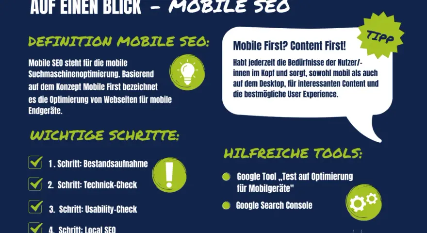 Mobile SEO: Wichtige Schritte & Tools für optimale Webseiten. Fokus auf Nutzererlebnis, Content & Technik für mobile Geräte.