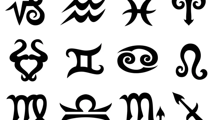 Znaki zodiaku: Baran, Byk, Bliźnięta, Rak, Lew (od 23 lipca do 22 sierpnia), Panna, Waga, Skorpion, Strzelec, Koziorożec, Wodnik, Ryby.
