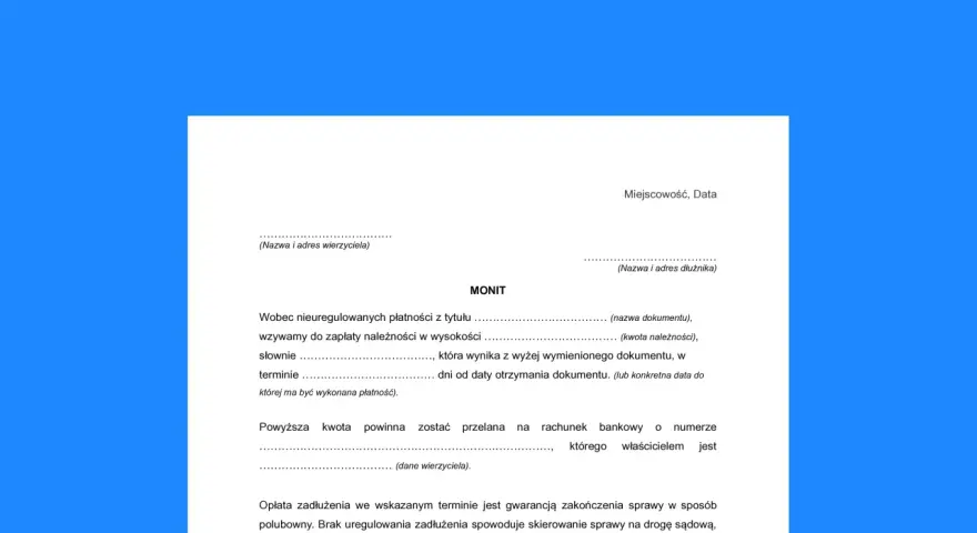 Wezwanie do zapłaty należności. Przypomnienie o płatności z tytułu nieuregulowanych zobowiązań.