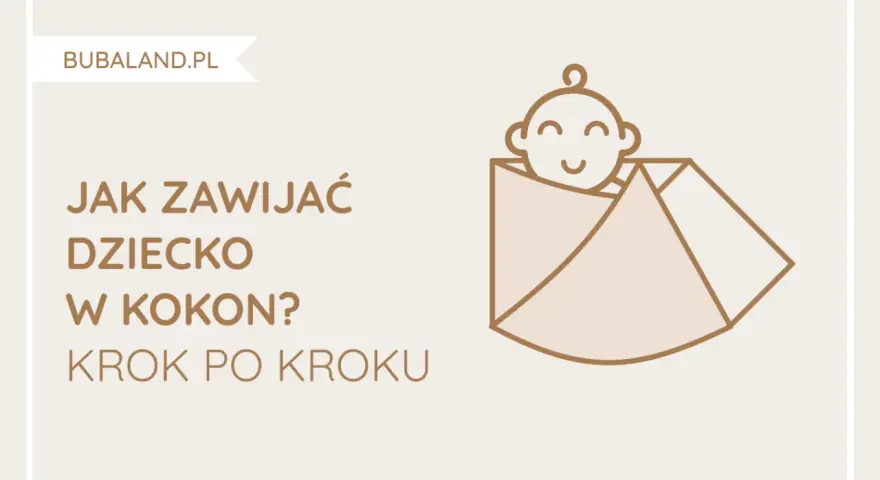 Jak zawinąć dziecko w kokon? Krok po kroku. Ilustracja pokazuje uśmiechniętą główkę dziecka otuloną w kokon.