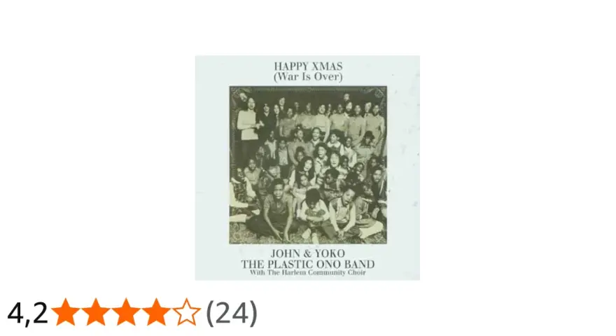 John & Yoko's "Happy Xmas (War Is Over)" cover: Eine Gruppe von Kindern und Erwachsenen posiert für ein Foto. Der Krieg ist vorbei.