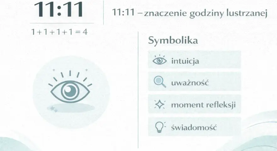 Numerologia 7 i 11: godzina 11:11 symbolizuje intuicję, uważność, refleksję i świadomość.