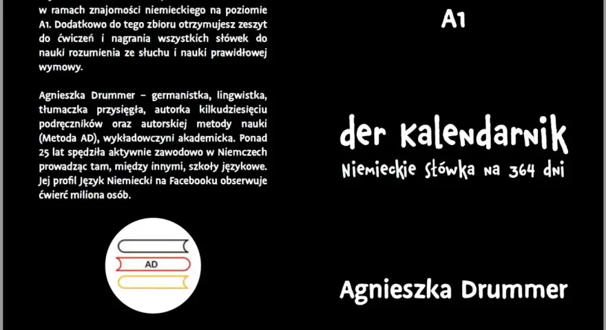 Zbiór 1092 niemieckich słówek na poziomie A1, zeszyt ćwiczeń i nagrania od Agnieszki Drummer.