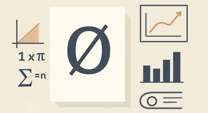 Mathematische Symbole: ein Kreis mit Schrägstrich (durchschnitt zeichen), Formeln und Diagramme, die Wachstum und Daten darstellen.