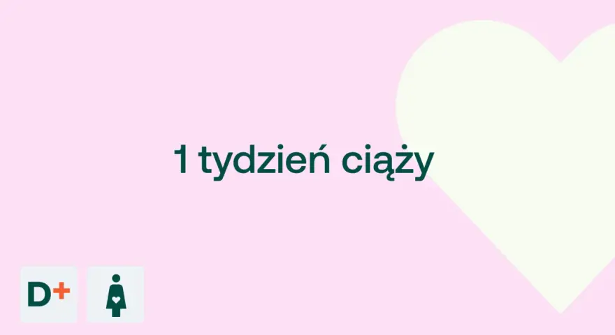 1 tydzień ciąży. Delikatny róż i serce symbolizują początek nowej drogi.