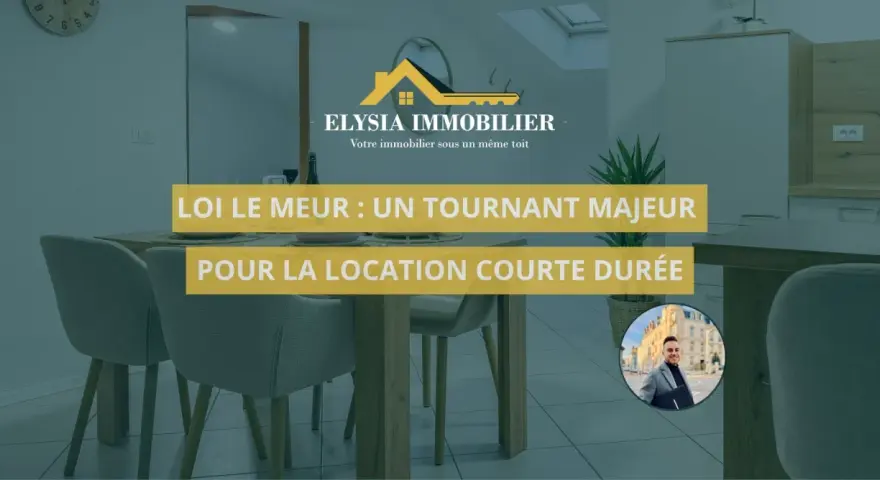 La loi Le Meur, un tournant majeur pour la location courte durée. Une image d'intérieur moderne avec des meubles et des textes informatifs.