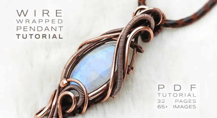 Tutorial PDF per ciondolo wire wrapping con pietra di luna. Impara l'arte del wire wrapping!