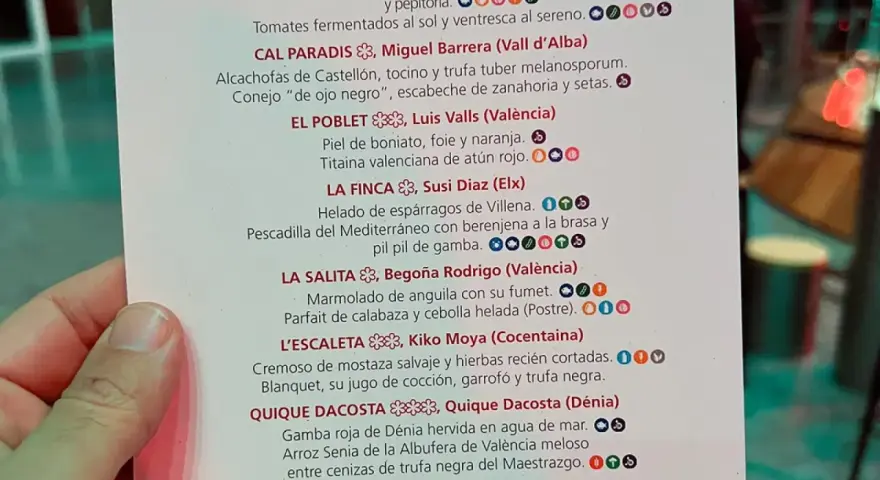 Menú de degustación con platos de chefs con estrella Michelin. Incluye "El Poblet" y "La Salita".