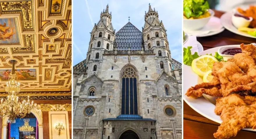 A luxurious ceiling, St. Stephen's Cathedral, and Wiener Schnitzel. Your perfect Vienna itinerary includes culture, history, and delicious food.