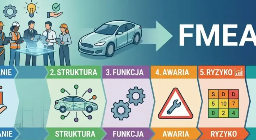 Proces FMEA: planowanie, struktura, funkcja, awaria, ryzyko i wynik. Analiza ryzyka w projektowaniu samochodów.