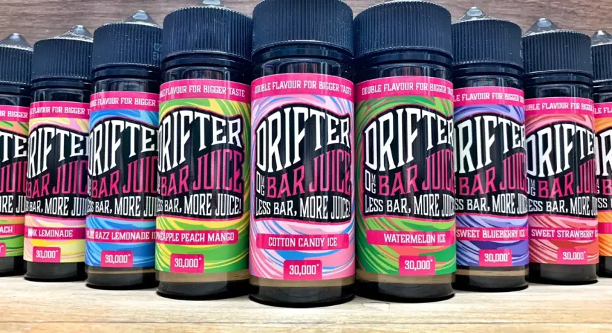 Botellas de drifter bar juice 100ml con sabores frutales y dulces.