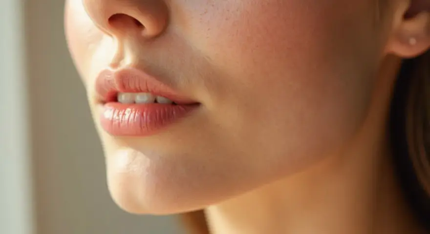 Labios voluminosos y definidos, resultado de un tratamiento con ácido hialurónico.
