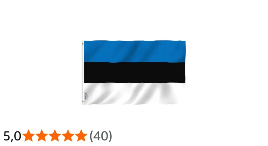 Flaga Estonii: niebieski, czarny i biały pasy. Symbolizuje niebo, ziemię i pokój.