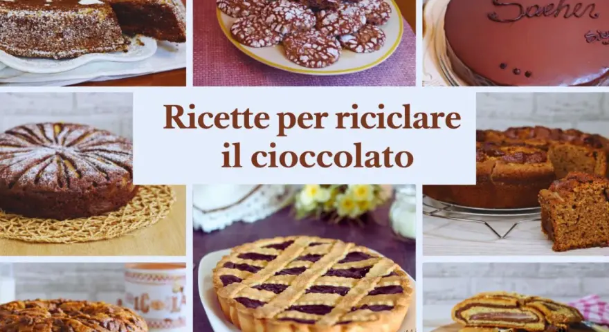 Collage di dolci al cioccolato: torte, biscotti e crostata. Idee creative su cosa fare con il cioccolato avanzato per deliziare tutti.
