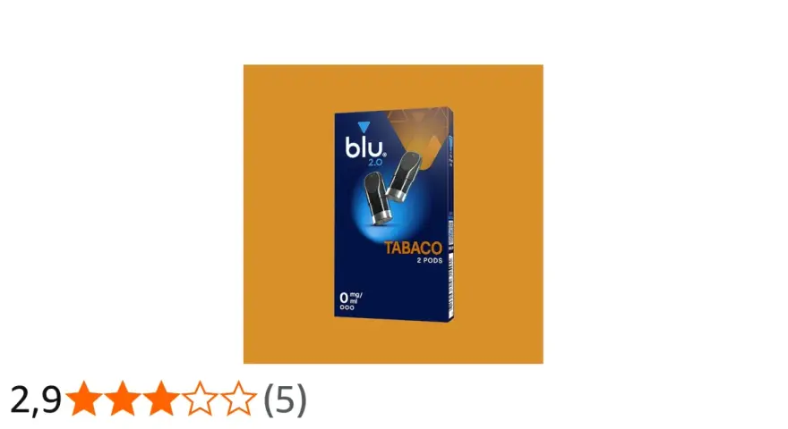 Caja de 2 pods de tabaco Blu 2.0. Opiniones de blu bar vape: 2,9 estrellas.